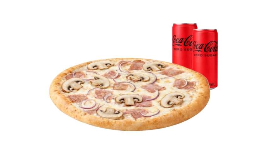 Carbonara L pizza + 2 drinks