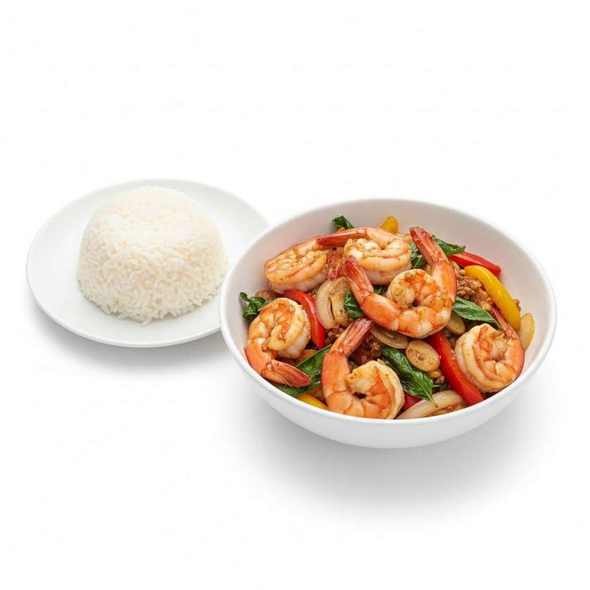 Holy basil with prawns