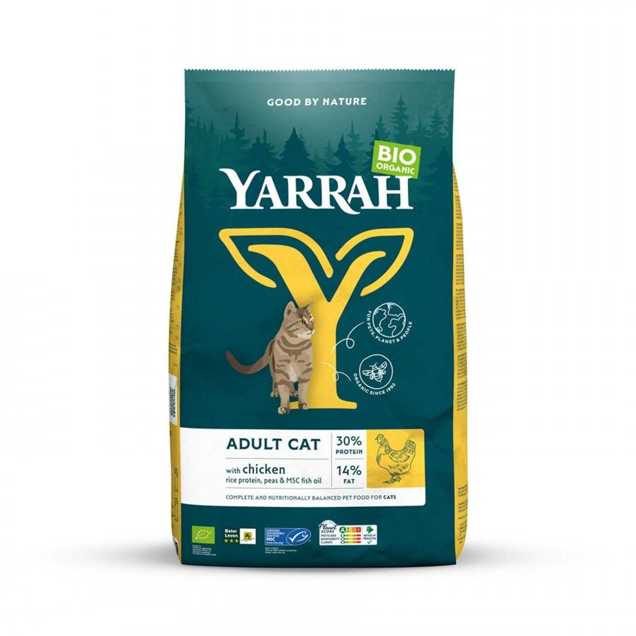 Yarrah kassi kuivtoit kanaga, öko, 800g