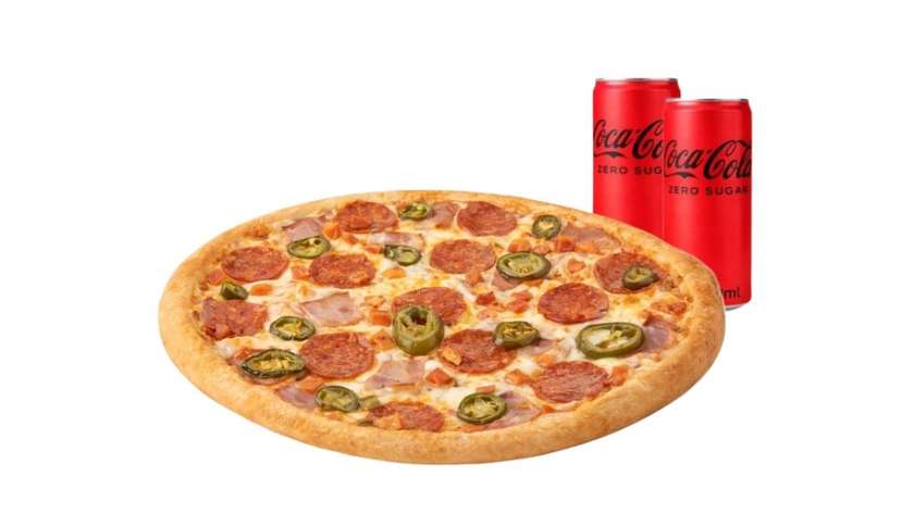 Spicy L pizza + 2 drinks