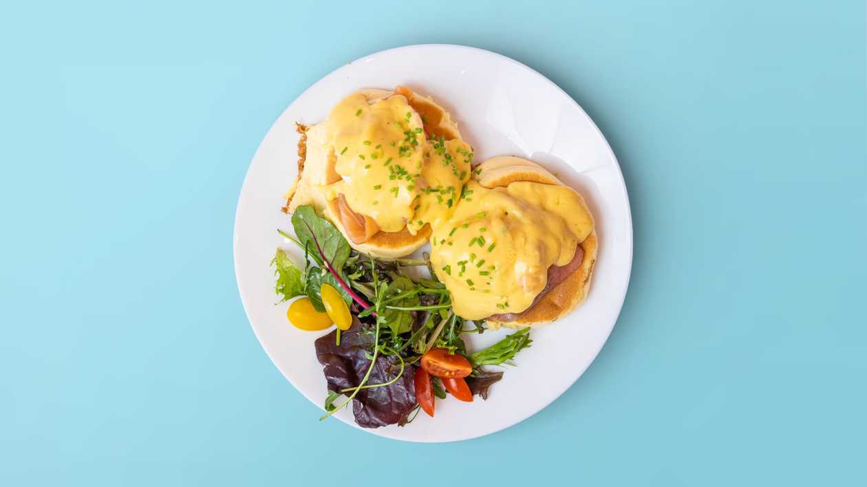 Eggs Benedict Pancakes with Salmon