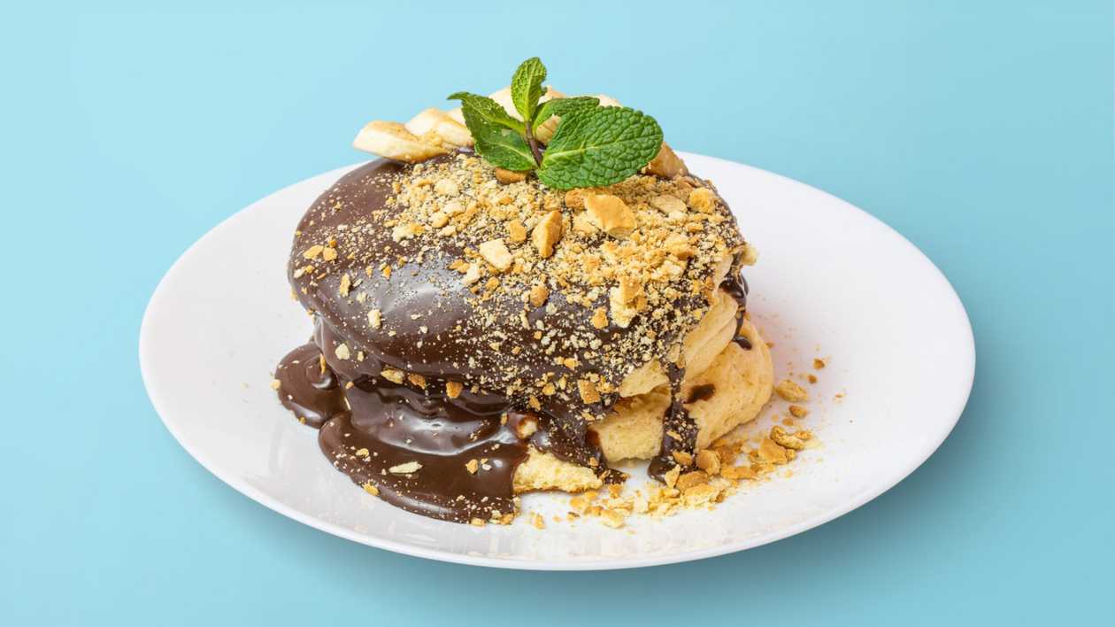 Pancake with Homemade Chocolate and Banana