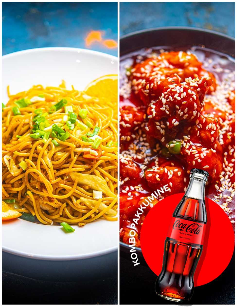 Mesi tofu + nuudl + või naan + Coca-Cola 250ml
