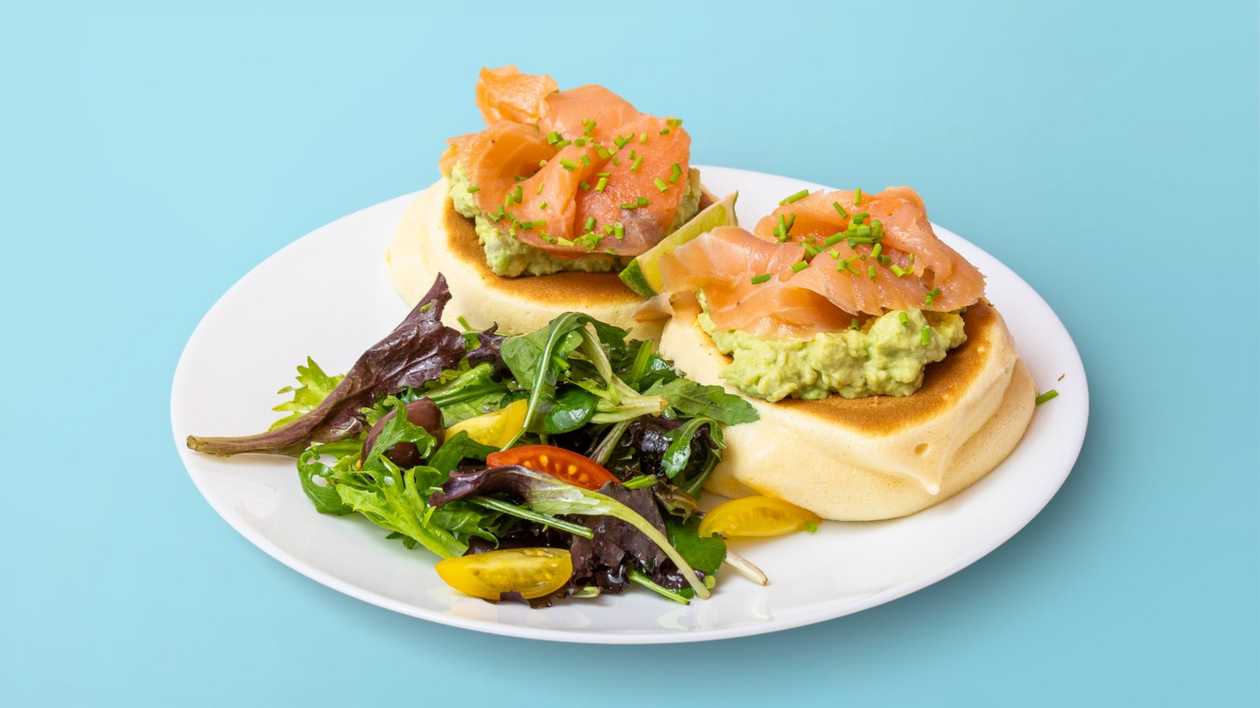 Pancakes with Salmon and Avocado Cream