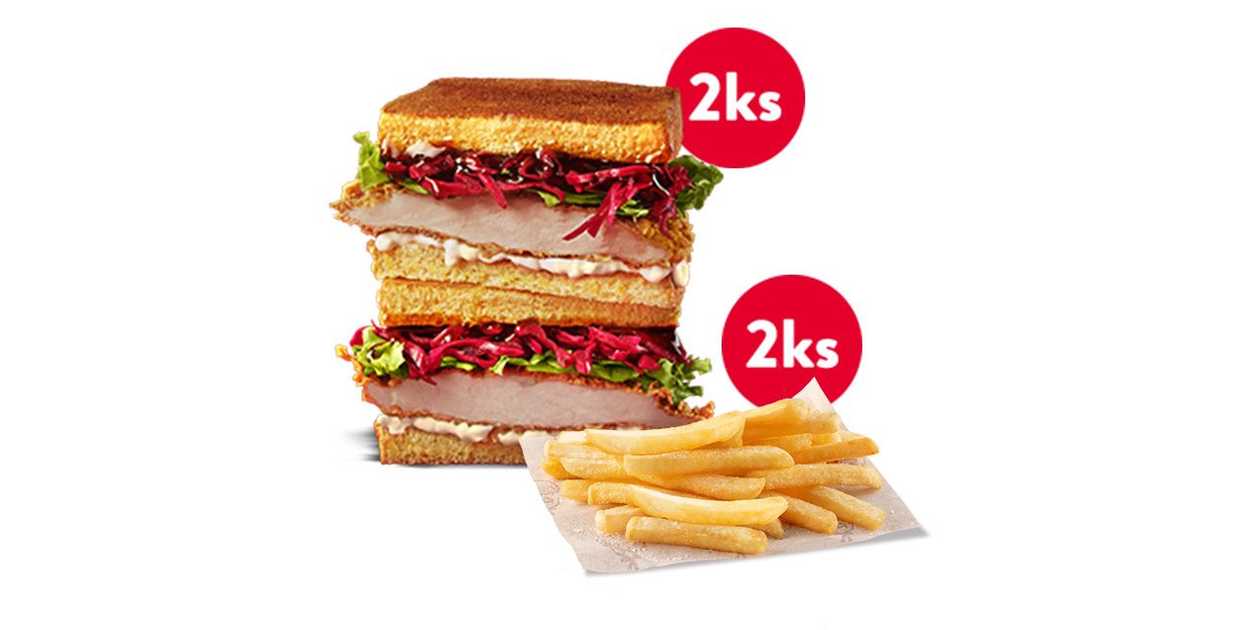 2x TERIYAKI KATSU SANDO + 2x hranolky