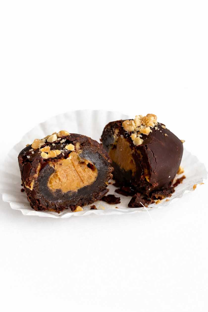 Medjool Dates with Peanut Butter Filling in Chocolate