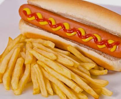 Plain hot dog plus fries