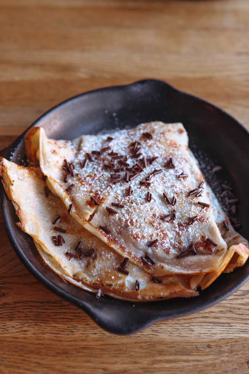 Pancake with banana and chocolate