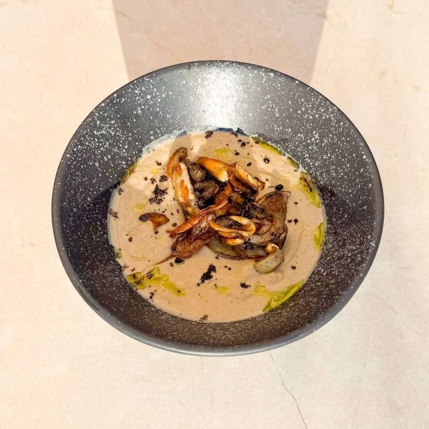 Cream of mushroom soup with oyster mushrooms