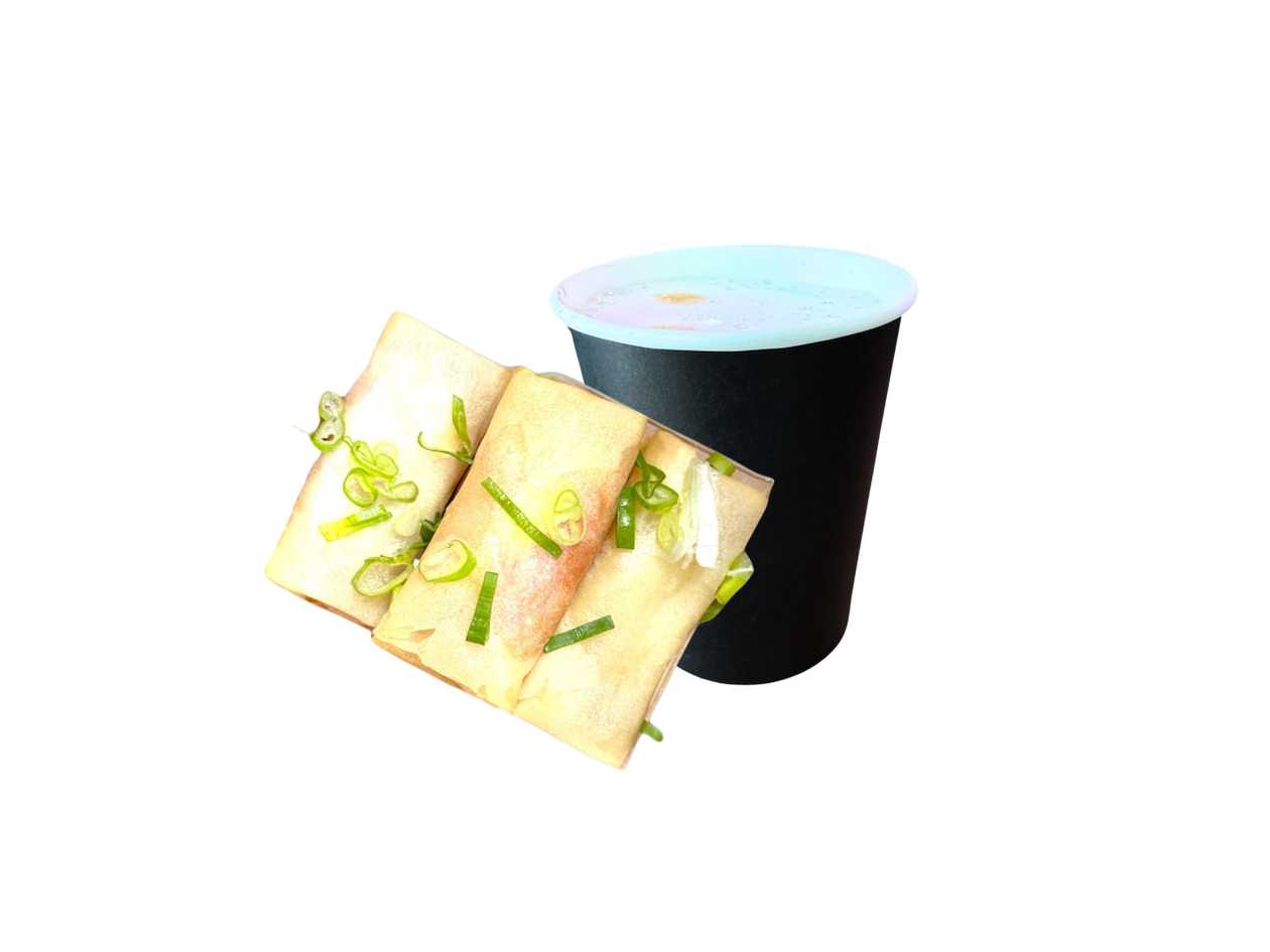 Coffee + Ham & Cheese Springrolls