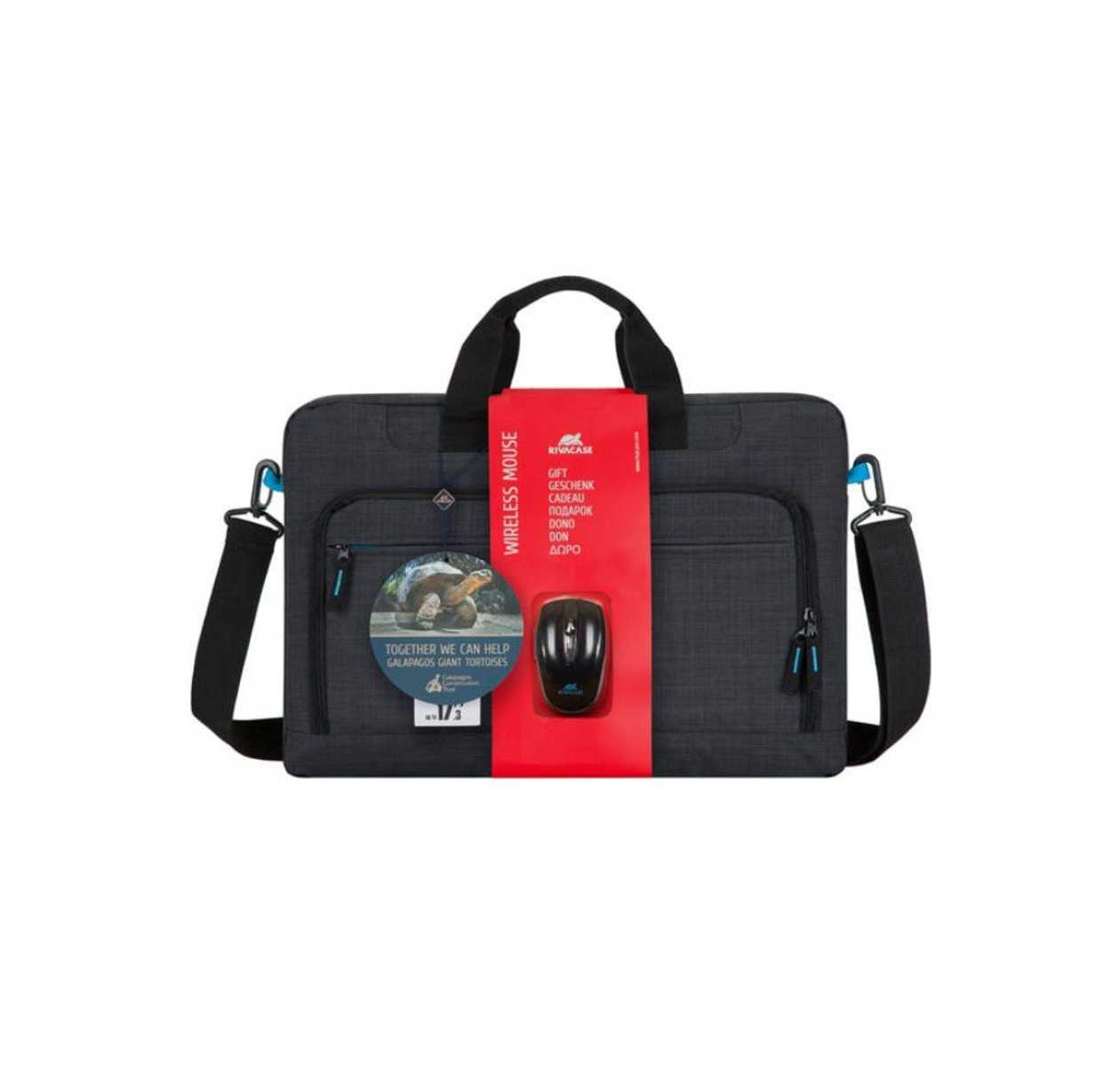 Çanta RIVACASE 8058 Black Laptop Bag 17.3" + Wireless Mouse/16