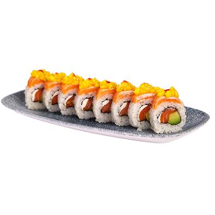 Uramaki z łososiem i mango crush