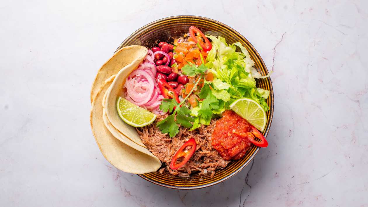 Bowl with pulled beef