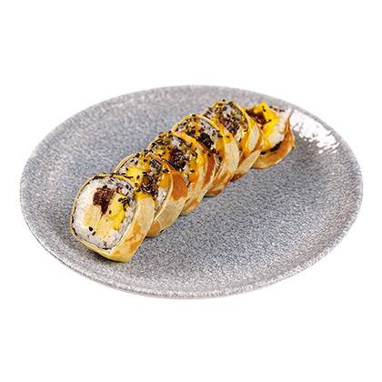 Futomaki słodkie tamago w omlecie z sosem mango