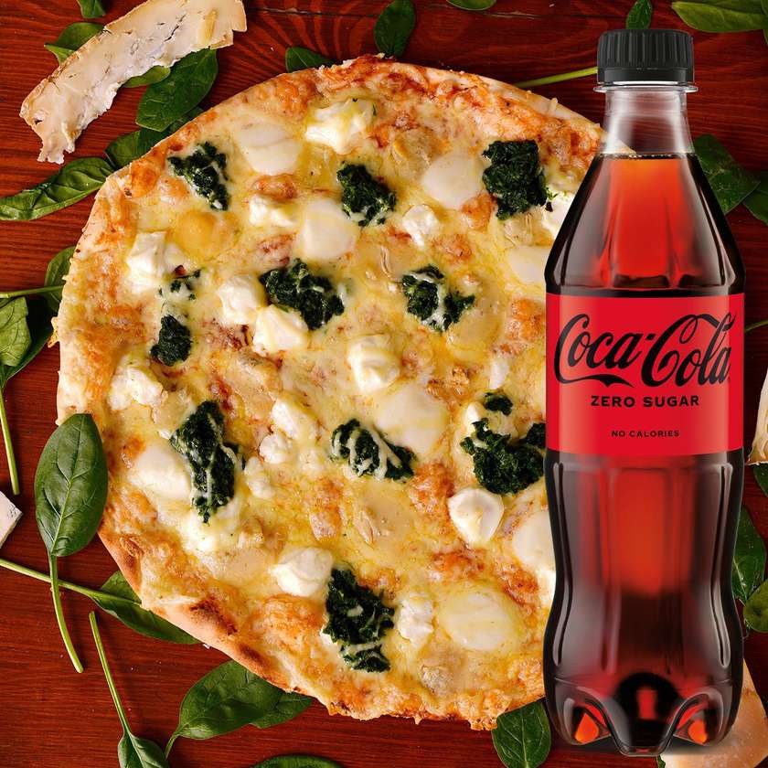 Keturių sūrių pica 32cm + 0,5l Coca - Cola