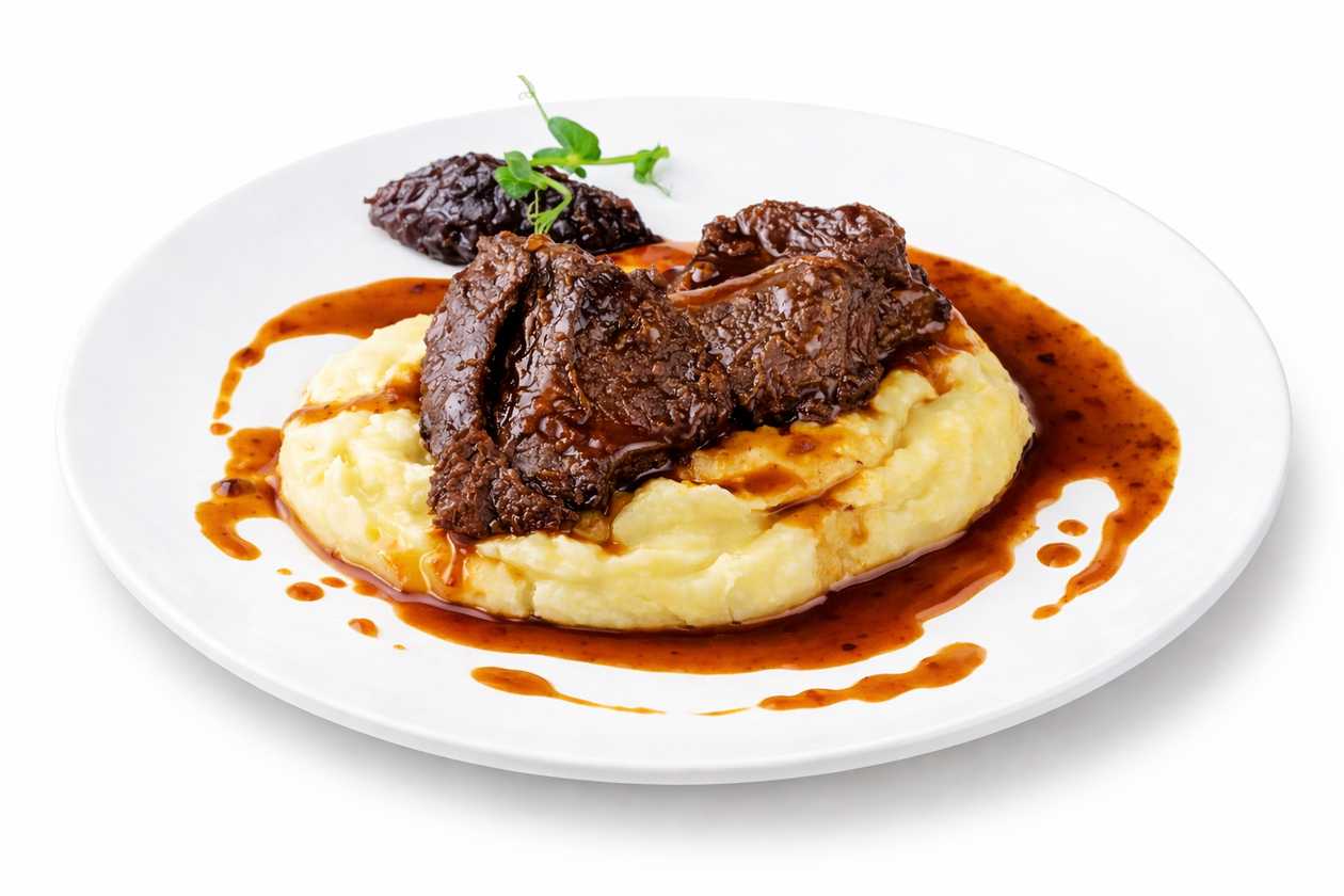 “Sous Vide” cooked beef cheeks