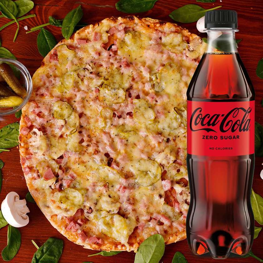 Capricciosa pica 32 cm + Bulvytės fri + 0,5l Coca - Cola