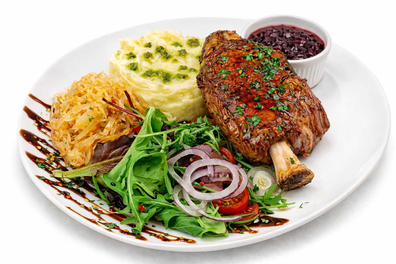 Pork shank marinated in Rigas Balsam sauce