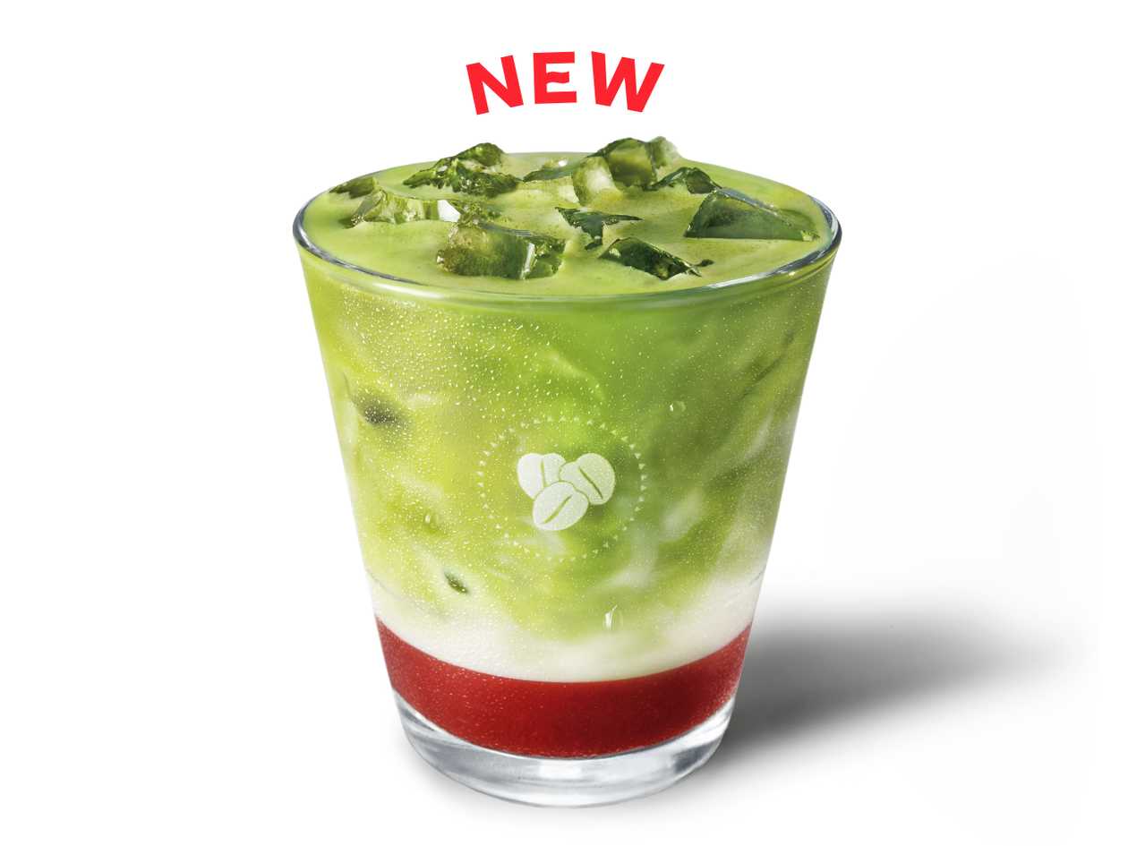 Strawberry Coconut Iced Matcha Latte