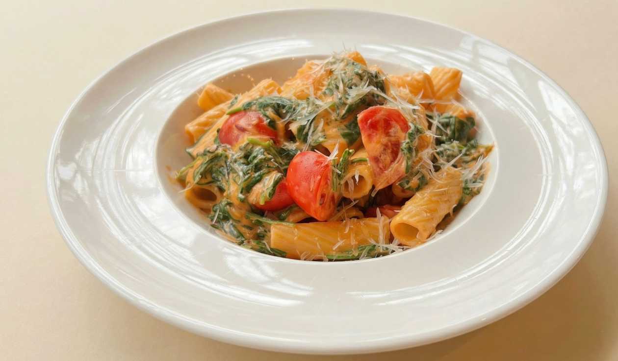 Spinach Tortiglioni in Tomato Sauce