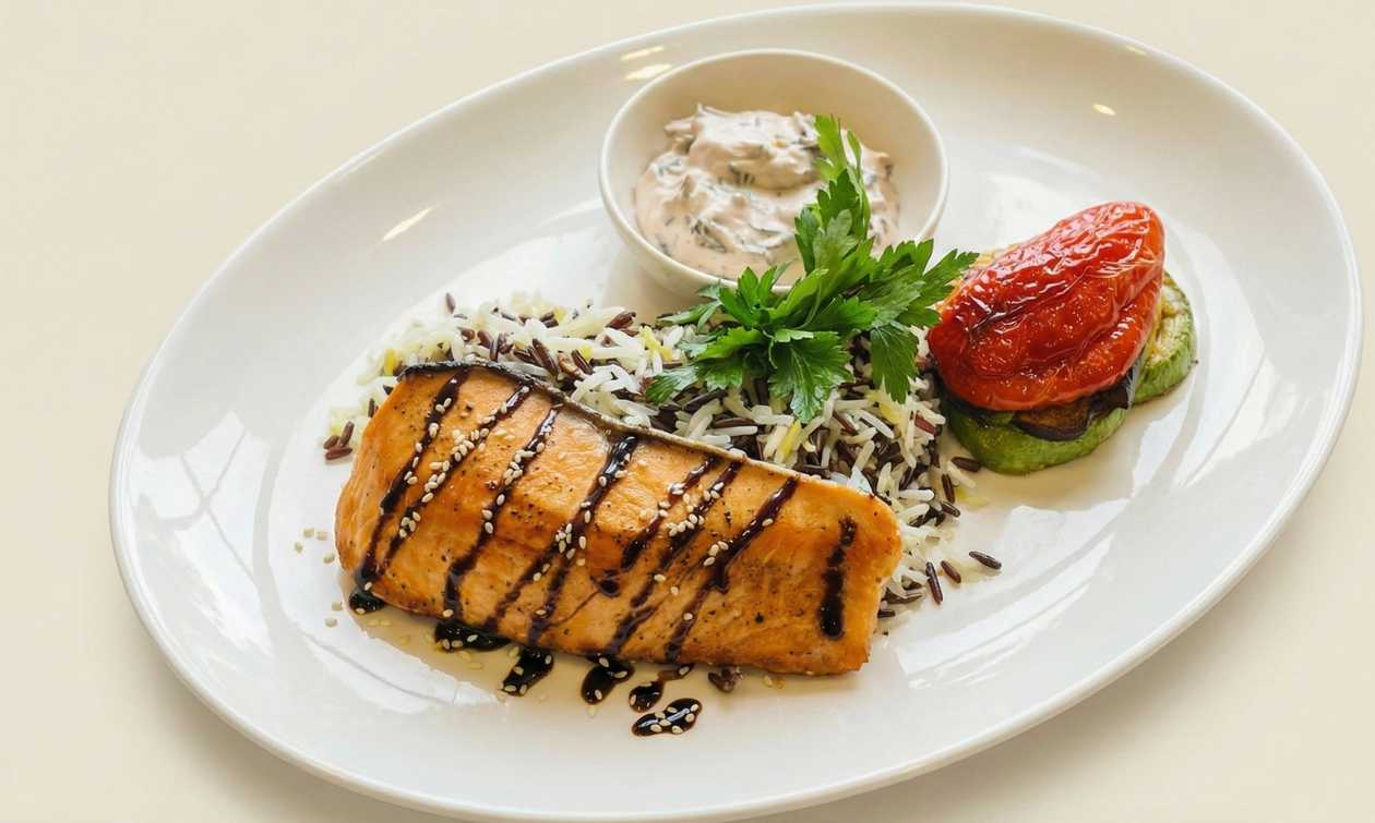 Salmon with piquant sauce