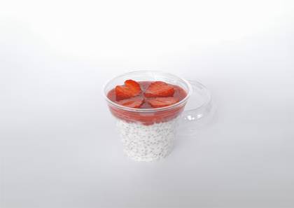 "Hello, strawberry!" yogurt with chia seeds and strawberry puree