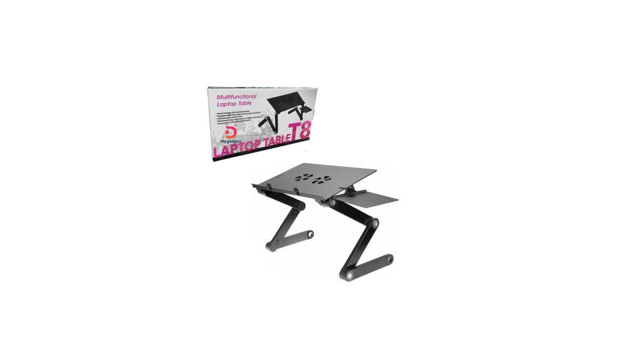 #517-3#T8®Smart Foldable aluminum Laptop Table with 2 Fans – Black