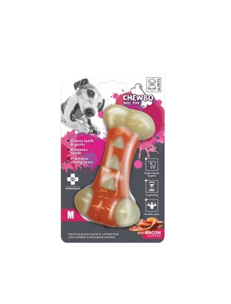 Size M Ultra-Durable Bacon-Flavored Toy Bone