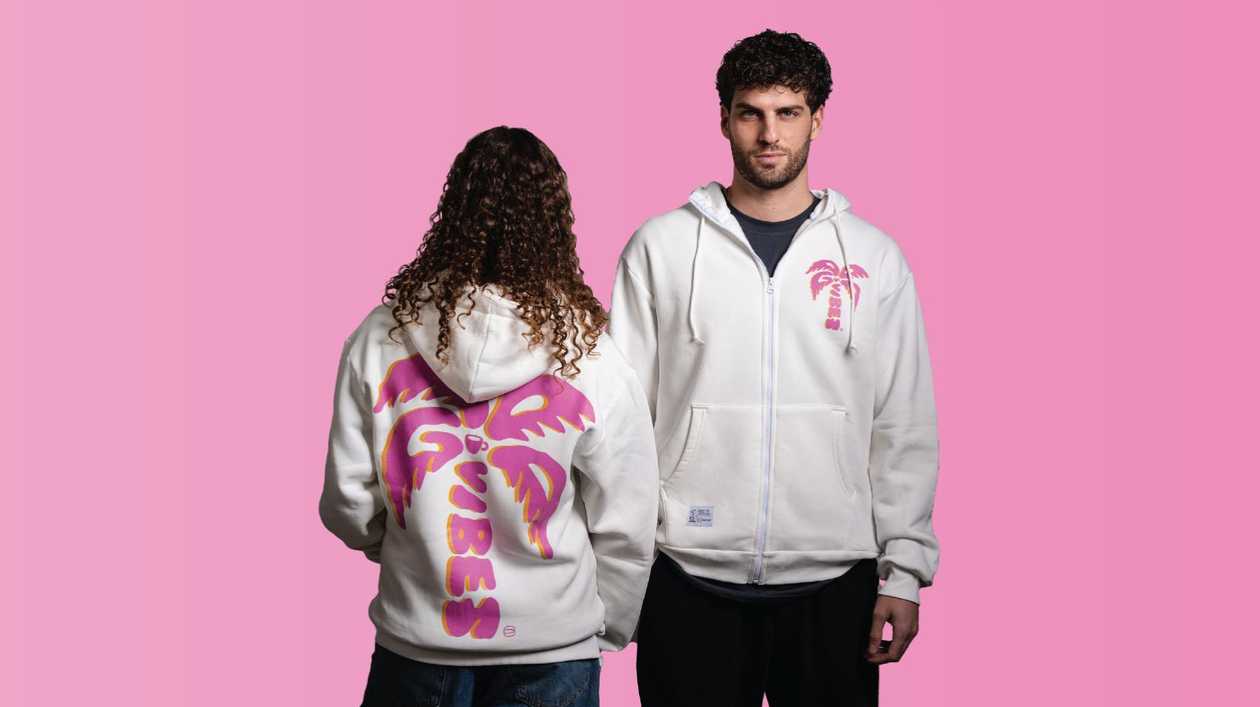 Off White Zip Up Hoodie