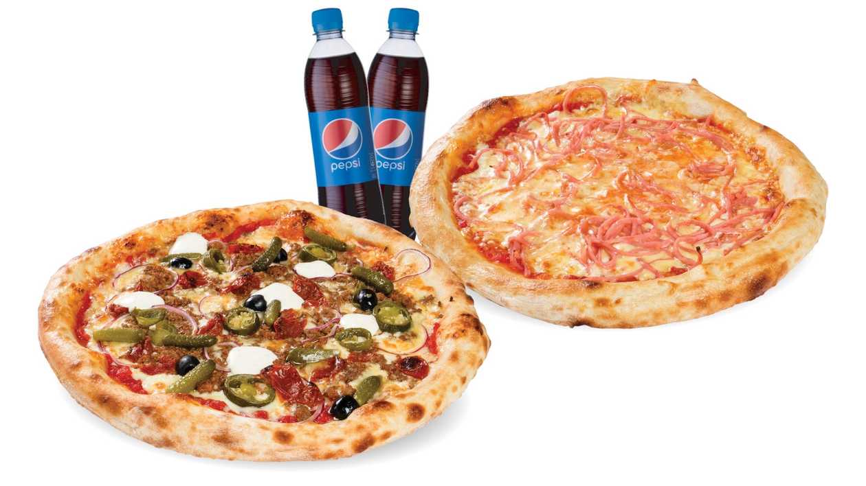 Siciliana 30cm + Vezuvio 30cm + 2 pepsi -