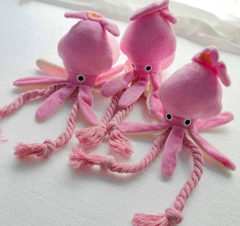 18 cm Pink Plush Octopus with Sound