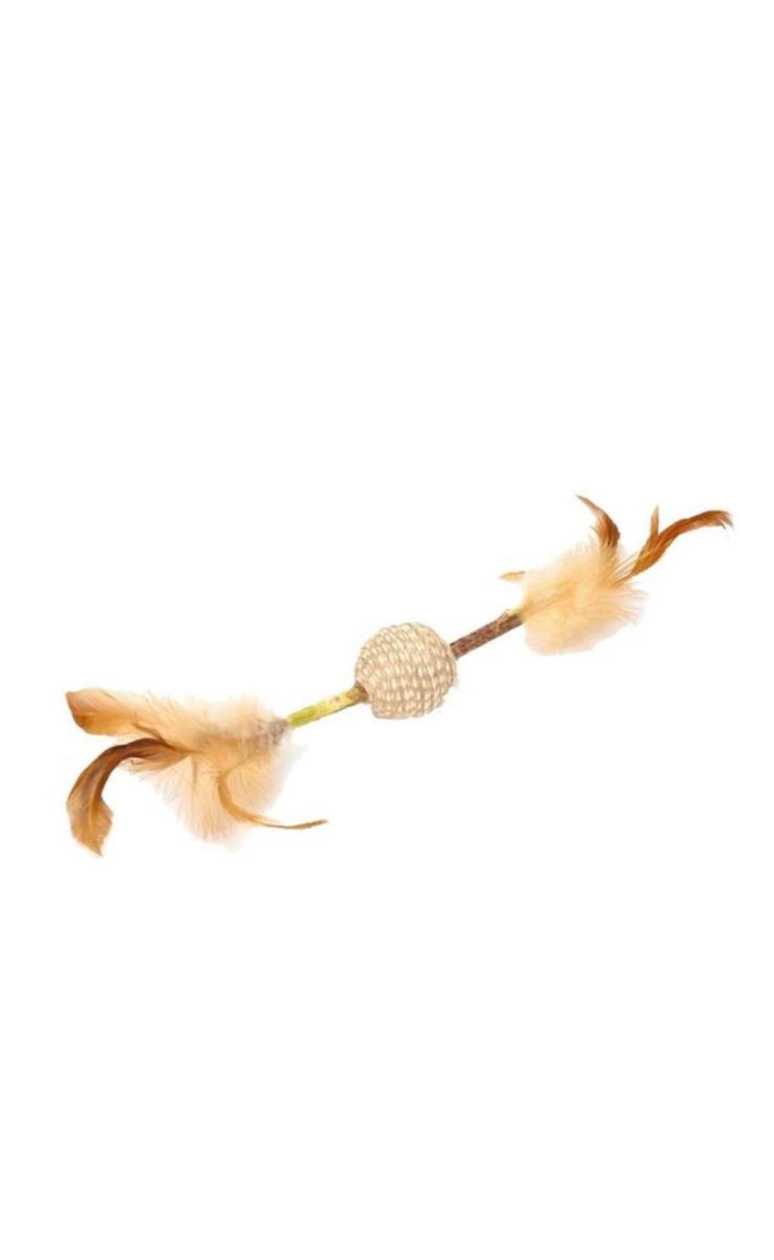 Wooden Ball Toy with Feathers - Assorted Colors