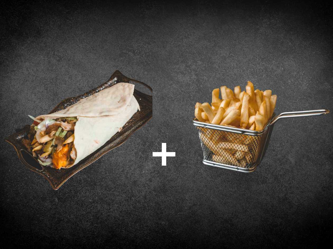 Combo1 Mega shawarma de pui + Cartofi prajiti