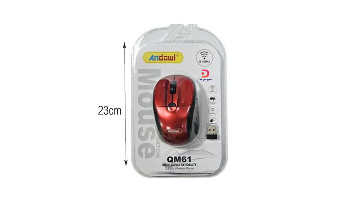 #629H#Andowl®QM61 Wireless Mouse 2.4GHz – Red