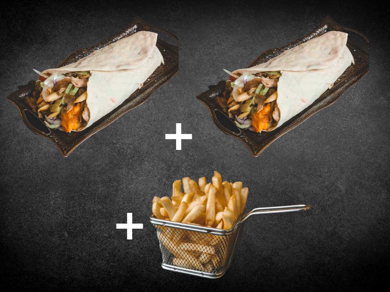 Combo 2 x Mega shawarma de pui + Cartofi Prajiti