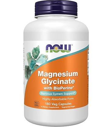 NOW MAGNESIUM GLYCINATE WITH BIOPERINE (180 VEG CAPSULES)