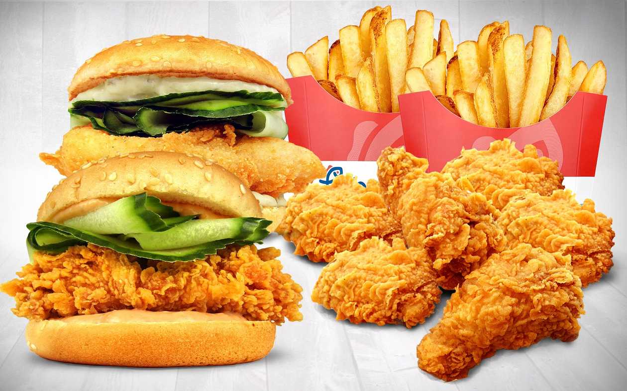 Back``it burger, Sea fish burger, 6 pcs wing, fries 2 pcs