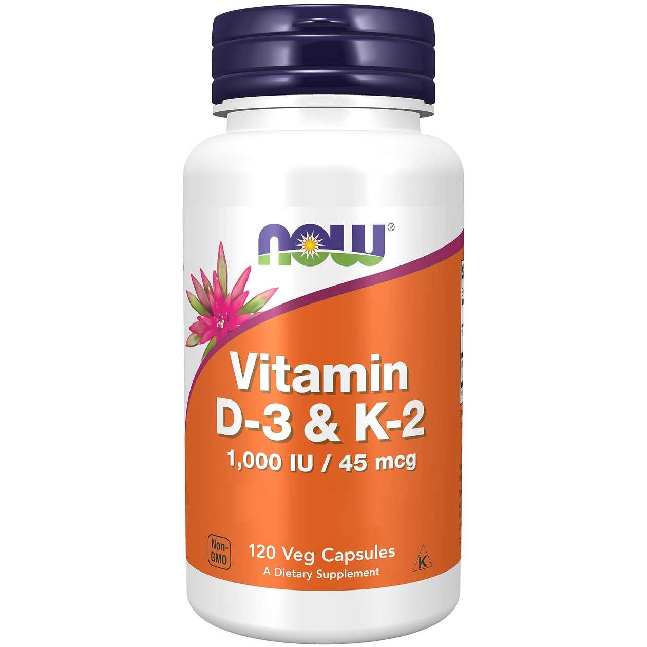 NOW VITAMIN D3 + K2 1,000IU/45 MCG (120 CAPSULES)