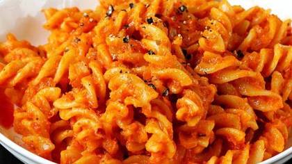 Pasta in red masala sauce
