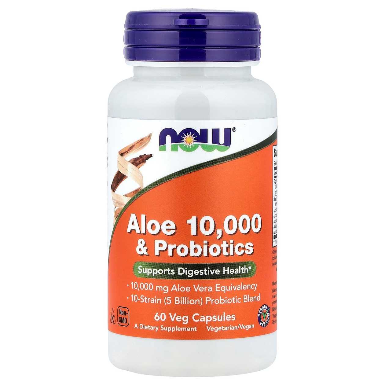 NOW ALOE 10,000 & PROBIOTICS (60 VEG CAPSULES)