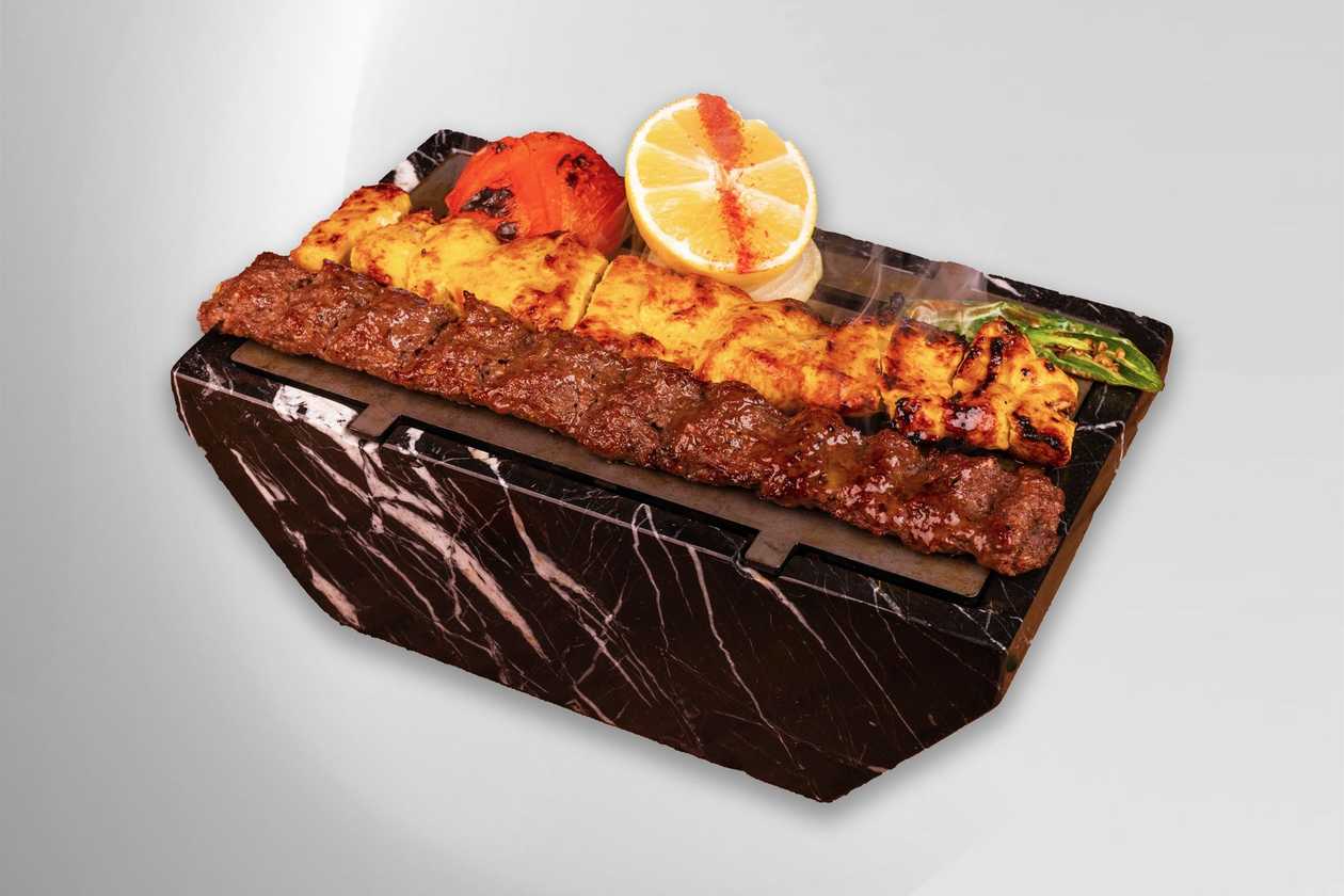 Grilled Saffron Chicken & Grilled Lula Kebab (Vaziri Kabab)