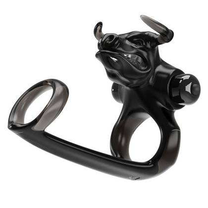 Bull Warrior Black VIBE Ring – Erekčný krúžok s vibračnou hlavou býka 210333