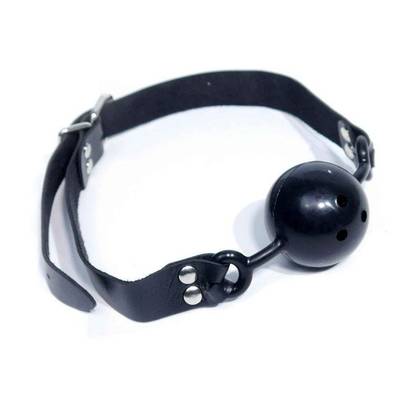 Ball Gag Black – Kožený roubík s guličkou pre BDSM 61-00031