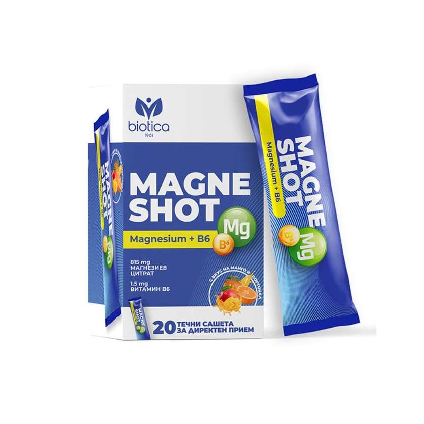 9994582 Magnesiom With Vitamin B6 Magne Shot, 20 Liquid Sachets x 15 ml, Biotica