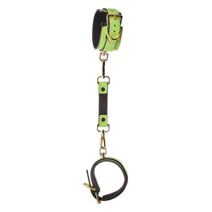 Handcuff Glow In The Dark Green: Svietiace putá na ruky s neoprénom 22034