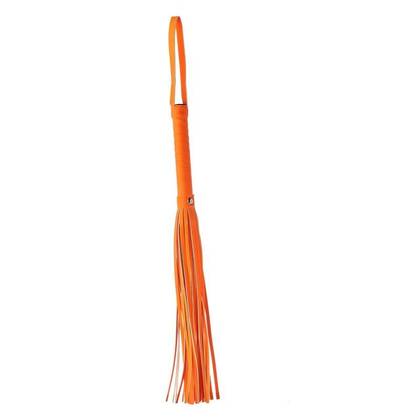 Whip FLOGGER Glow In The Dark Orange: Svietiaci fetiš bič s strapcami (32 cm) 22031