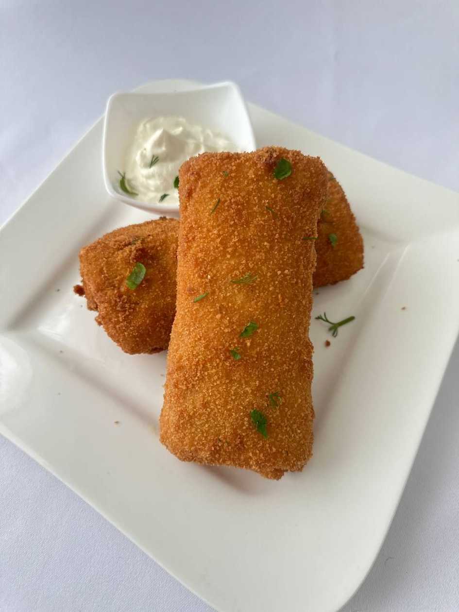 Deep-Fried Crepes with Mushrooms and Cheese