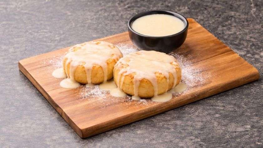 Cottage cheese pancakes with cond. milk 2pcs.