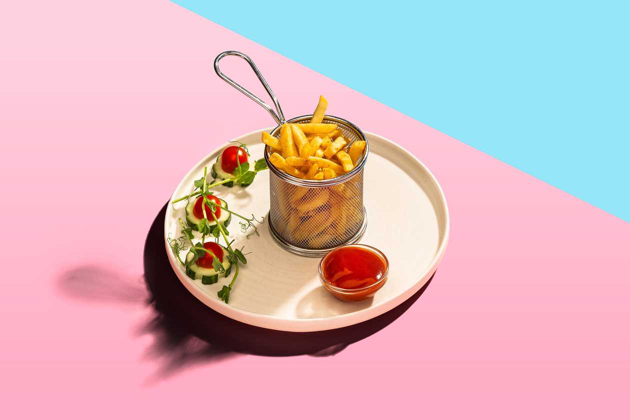 French fries with vegetables