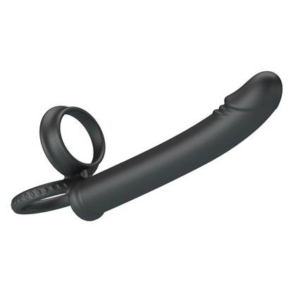 Pripínacie dildo na dvojitý prienik DP Moses Black Dildo & Double Ring BI-210332